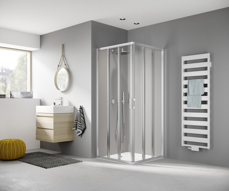 Kermi Eck-Halbt. re Liga E3R 1000x1850 BV: 975-1000, silber mattglanz ESG klar mit KermiClean LIE3R100181PK Image