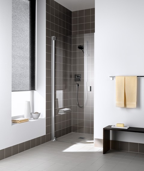 Kermi Pendeltür Raya 1TR 0780x1850, silber hochglanz, ESG klar mit KermiClean, RA1TR07818VPK RA1TR07818VPK Image