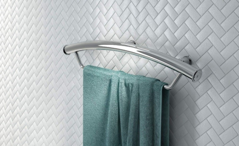 Neuesbad Serie 91 Stützgriff mit Papierhalter, Wandmontage, Edelstahl poliert 304 NB1DENIV041H1 Image