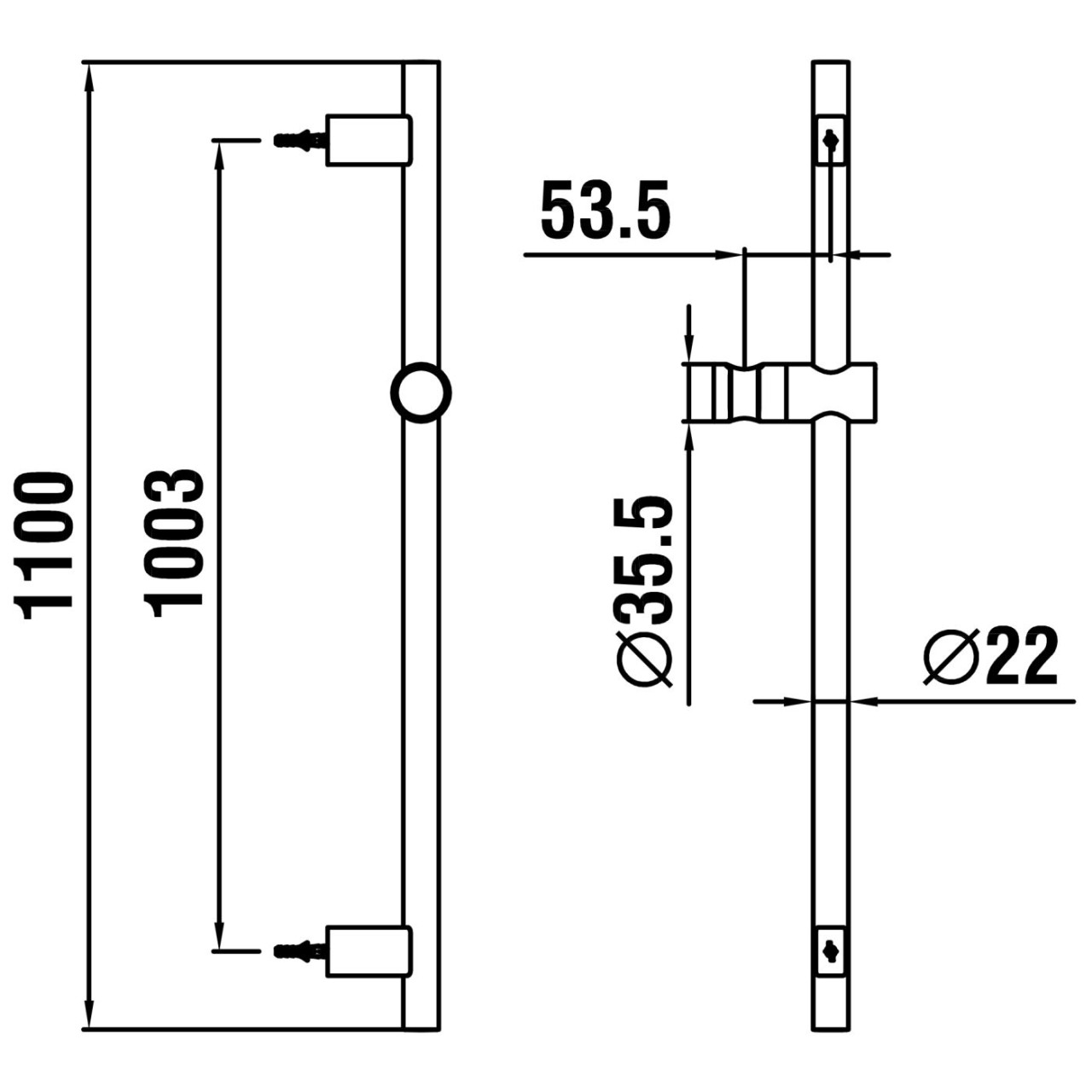 LAUFEN Brausestange TwinGliss , PVD Roségold, Höhe 1100 mm Vollmetall Einfache Installation dank int HF904794465000