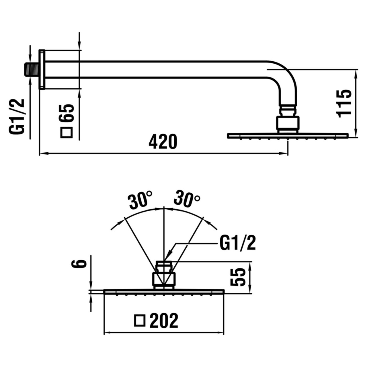 LAUFEN Brausewandarm, PVD Blassgold matt, runde Rosette, Ausladung 420mm HF960109462001