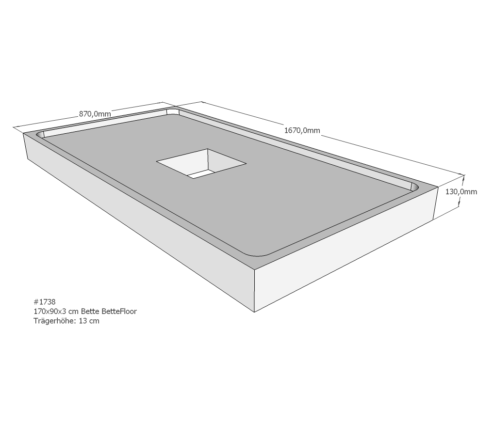 Neuesbad Duschwannenträger für Bette Floor 170 x 90 cm, Höhe: 14 cm SD22844 Image