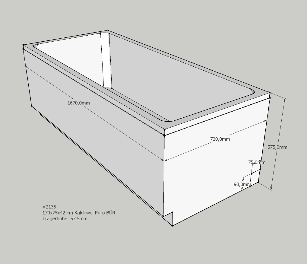 Neuesbad Wannenträger für Kaldewei PURO Nr.656 170x75 Abl.seitl./re. SW11207 Image