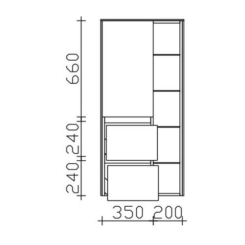 Pelipal Serie 6010 Midischrank 6010-MSR02, B:570, H:1210, T:330mm 6010-MSR02