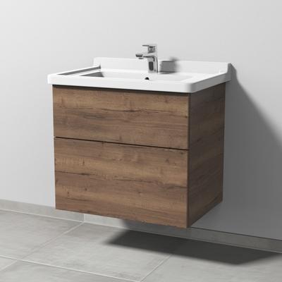 Sanipa 3way Waschtischunterbau zu Duravit Starck 3 Waschtisch mit 2 Auszügen, Eiche-Tabak SM71050