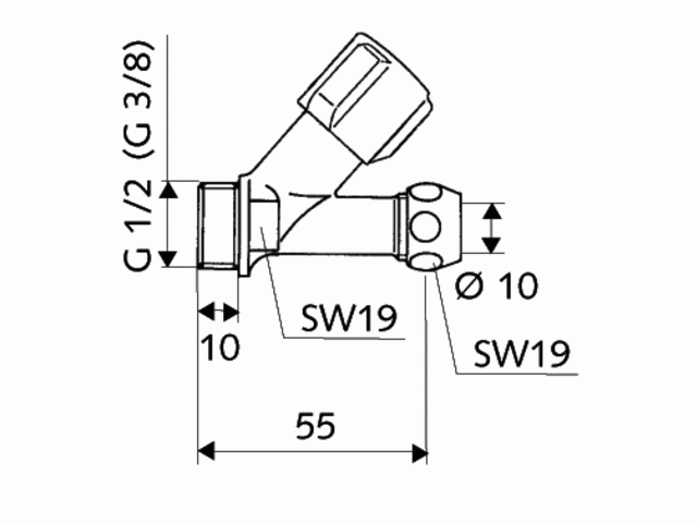 "Schell Schrägsitzventil COMFORT 1/2"chrom kurze Bauform 059010699" Image