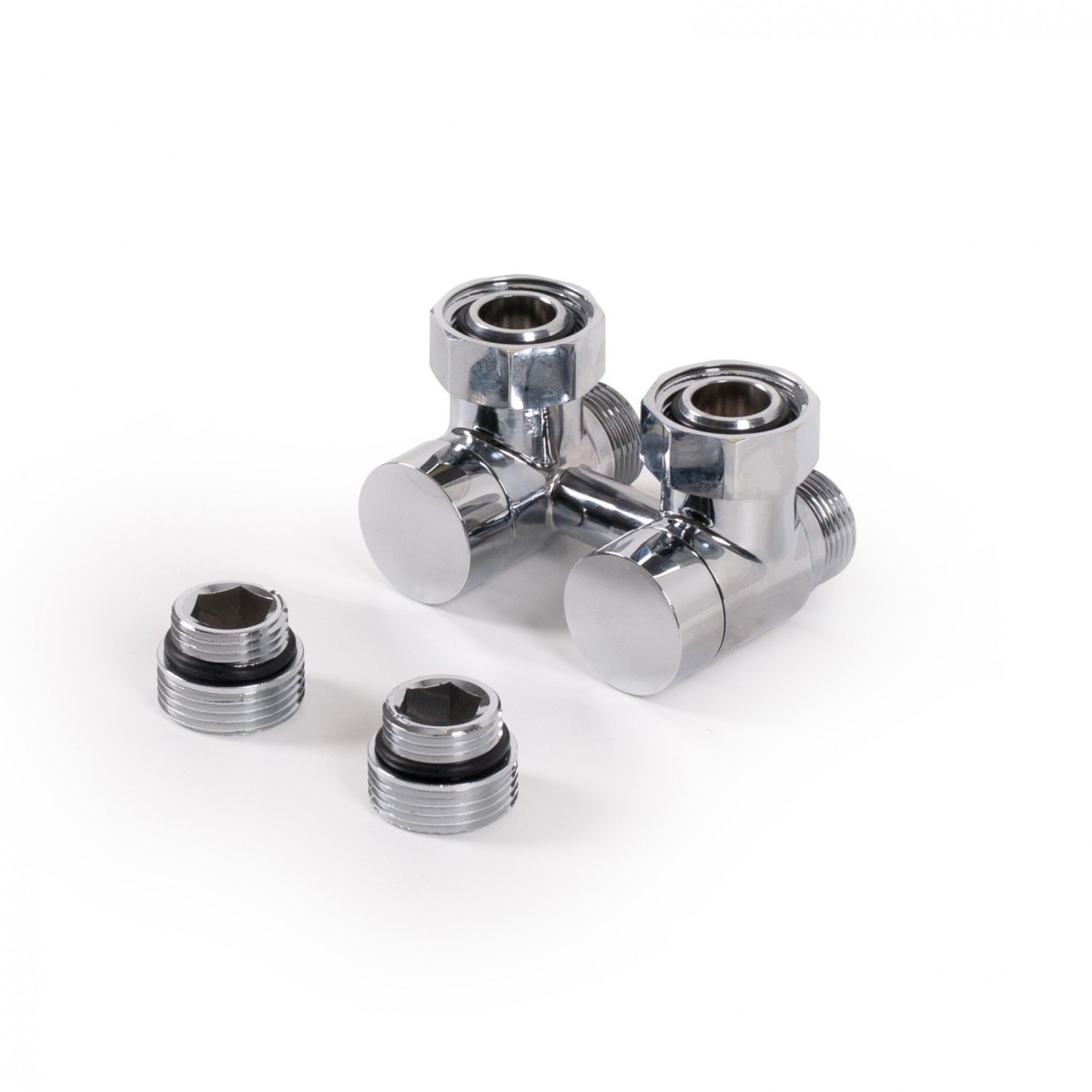 "Terma Absperr-Verbundeckventil 50mmSC GW 3/4" (GZ 1/2")-GZ M22x1,5 , TGEOCR001, Chrom TGEOCR001" Image