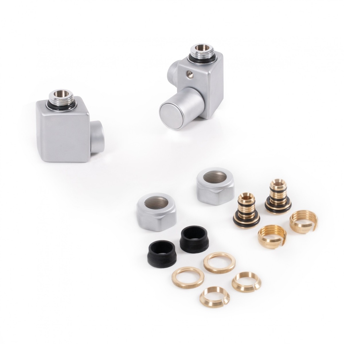 "Terma Set Regelventil DEXTER GZ 1/2" - Ø16x2, Ø15 rechts, TGERCD2-ST, Silber TGERCD2-ST" Image