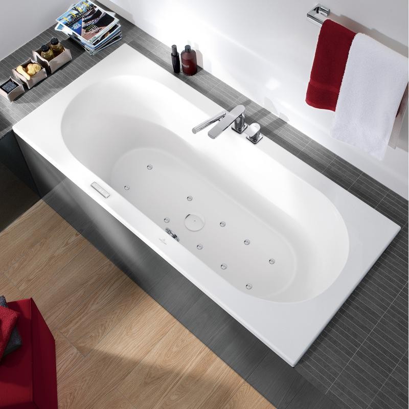 Villeroy & Boch Loop & Friends rechteckige Badewanne, mit Whirlpoolsystem Airpool Entry (AE), 1800 x UAE180LOF2A2VRW Image