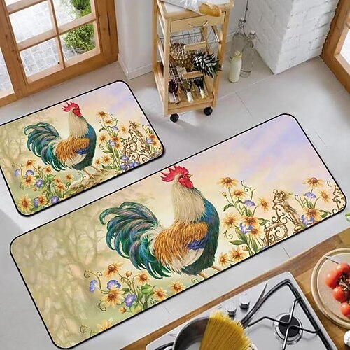 Bauernhaus Hühnerbereich Teppich Küchenmatte rutschfeste ölfeste Bodenmatte Wohnzimmerteppich Indoor Outdoor Matte Schlafzimmer Dekor Badezimmermatte Eingangsteppich Türmatte Image