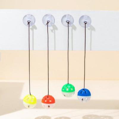 1pcs suction cup bell bouncy ball cat toy color plastic sounding bell interactive self-hitting cat ball factory direct sale