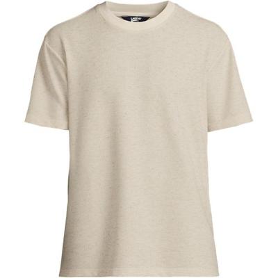 Perfect Waffle T-shirt, Men, size: 38-40, regular, Ivory, Linen/Poly-blend, by Lands' End