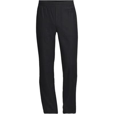 Pull-on Textured Twill Work Trousers, Men, size: S 32, regular, Black, Cotton, by Lands' End