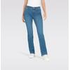 Bootcut-Jeans MAC "BOOT", Damen, Gr. 34, Länge 32, blau (medium blau32), Denim/Jeans, Obermaterial: 91% Baumwolle, 7% Elastomultiester, 2% Elasthan, Abriebeffekte, casual, figurbetont knöchellang, Jeans, Modisch ausgestellter Saum