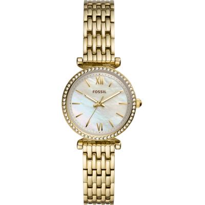 Quarzuhr FOSSIL "CARLIE MINI", gold (goldfarben), Armbanduhren, Damen, Armbanduhr, Damenuhr, Perlmutt-Zifferblatt, Edelstahlarmband Image