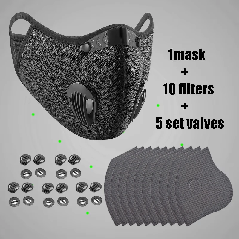 Radfahren Gesichtsmaske Sport waschbar wiederverwendbar mit Filter Staubmaske Sommer Gesichtsmaske für Männer Bandana Aktivkohlefilter Image