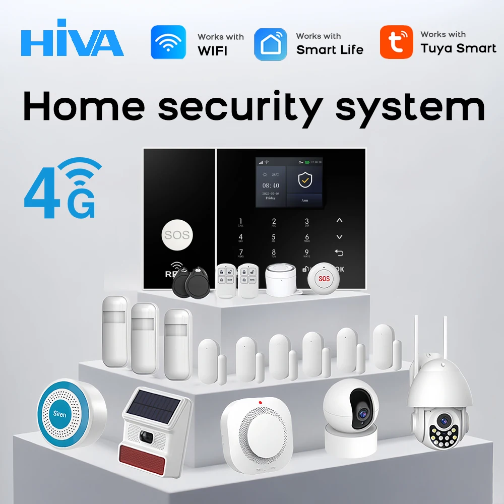 Drahtloses Hausalarmsystem Telefon 4G Wifi Wohnalarm Tuya Smart Home Kindersicherheitsschutz Diebstahlschutz Kameraautomatisierung Image