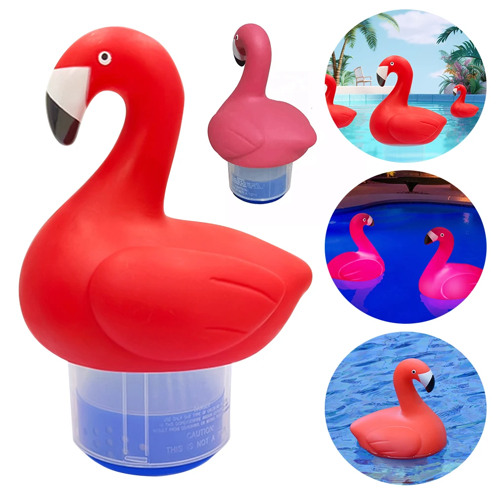 Schwimmbadspender, Solar-Chlor, Flamingo, Zuhause, schwimmende Tablette, Desinfektion, leuchtet im Dunkeln, Schwimmbadreiniger, Zubehör Image