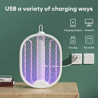 Faltbare elektrische Mücken vernichter Fliegen klatsche Falle USB wiederauf ladbare Mücken schläger Insekten vernichter mit UV Light Bug Zapper 3000V