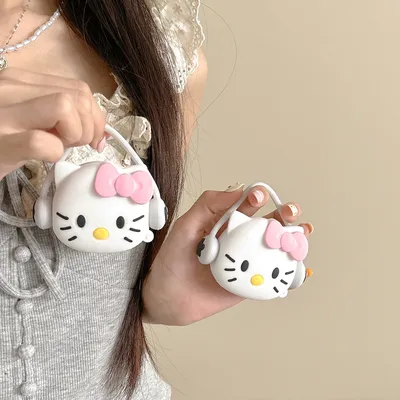 Für Samsung Galaxy Buds Live 2 Pro 2 FE Hülle Niedlich Hören Sie Musik Hello Kitty Silikon Kopfhörer Hülle Zubehör Abdeckung Image