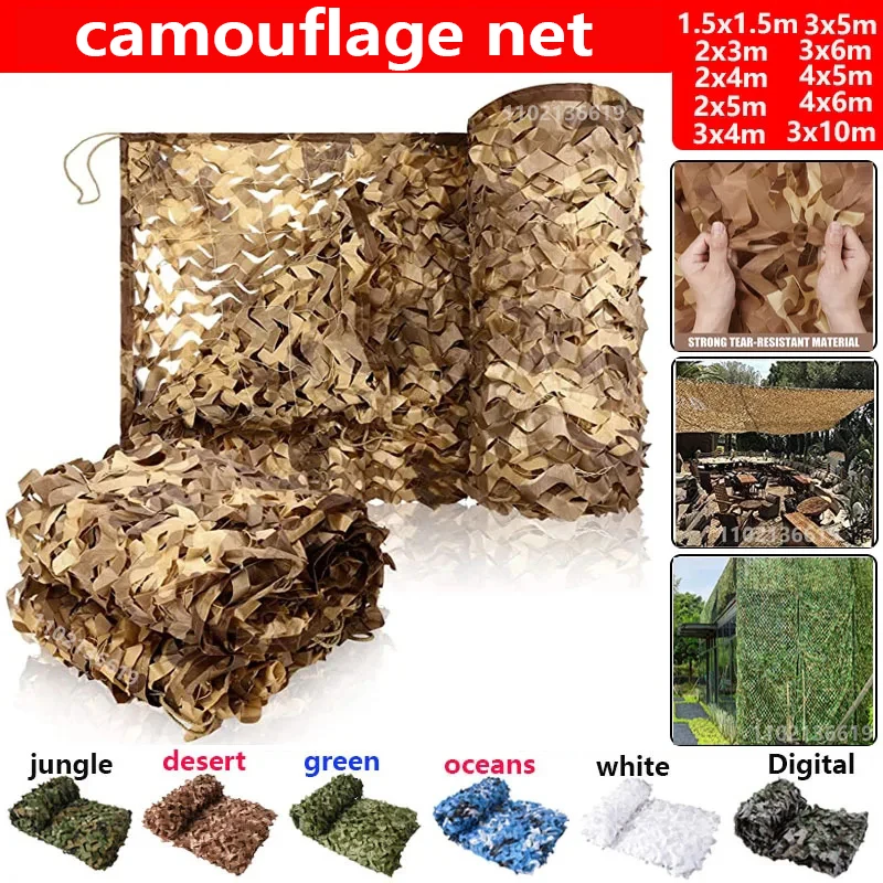 Tarnnetz Jagd Tarnnetz Tarnnetz Gartenpavillon Auto Zelt Markise blau weiß grün Wüste Beige Image