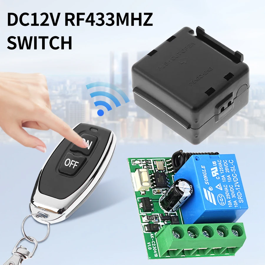 RF 433 Mhz Fernbedienung Drahtlose Schalter DIY Modul DC 12 V 1CH 10A Relais Empfänger Sender für Tür elektromagnetische Schloss Image