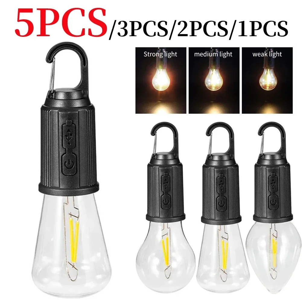 Tragbare Campingleuchte, 600 mAh, LED-Campinglampe mit Haken, tragbare Beleuchtung, Laterne, Typ C, Aufladung, wasserdicht, zum Wandern, Angeln