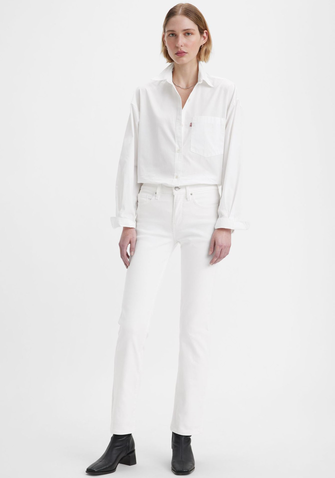 Gerade Jeans LEVI'S "314 Shaping Straight", Damen, Gr. 29, Länge 34, weiß (soft clean weiß), Denim/Jeans, Obermaterial: 97% Baumwolle, 3% Elasthan, gerade lang, Jeans, mit Stretch