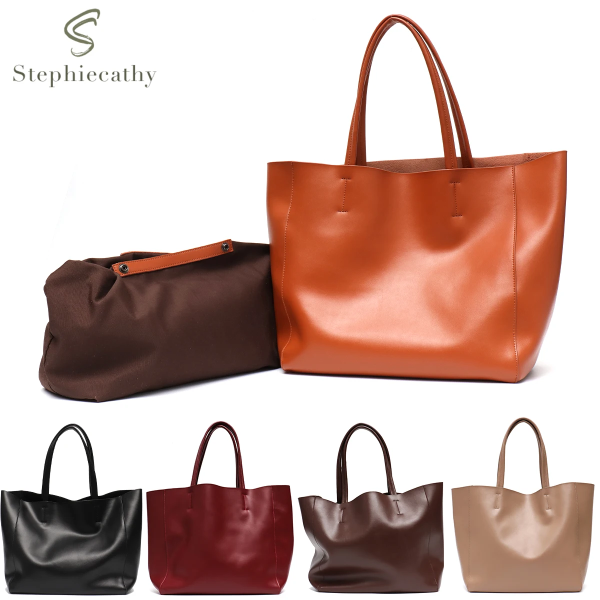 Sacs fourre-tout en cuir de vache véritable pour femmes, sacs à main de créateur, sac à main de doublure de grande capacité, mode initiée, marque de luxe