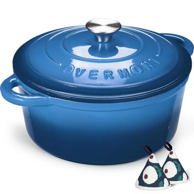 Enameled Cast Iron Dutch Oven 7QT Pot with Lid Cookbook & Cotton Potholders - Heavy-Duty Cookware for Braising, Stews, Roasting