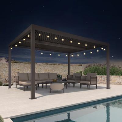 PURPLE LEAF Louvered Pergola with Solar Lights Hardtop Gazebo for Patio