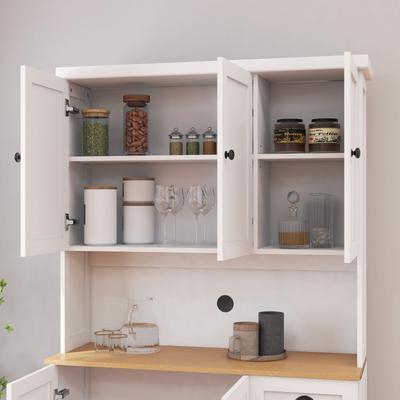 71" Kitchen Pantry Storage Cabinet with Microwave Oven Countertop, Freestanding Hutch Cabinet with Adjustable Shelves