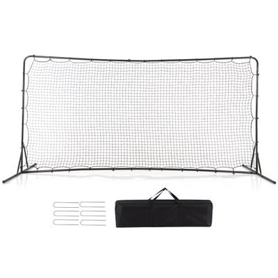 Costway 12 x 6 Feet Soccer Rebounder Net with All Weather Net-Black