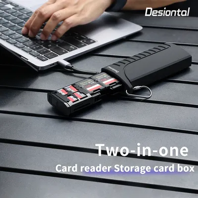 Desiontal DK-10 High-Speed SD Card Reader USB 3.1 Type-C SD/TF/SIM Card Carrying Case for Cameras,