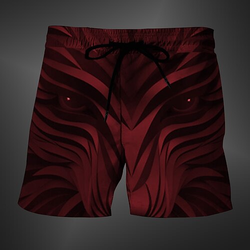 Herren Tiermotiv Optische Täuschung 3D-Druck Badehosen Badeshorts Boardshorts Mittlere Taille Mode Streetwear Designer Lässig Täglich Ferien Tasche Kordelzug Elastischer Bund Designer Bekleidung Image