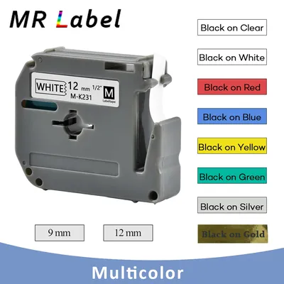 1PCS 9/12mm MK231 Label Tapes M-K231 MK-231 MK131 MK631 Compatible Brother P-Touch PT65 PT70 PT85