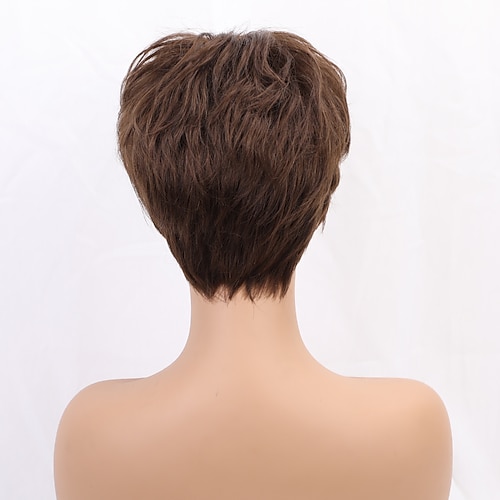 Capelli umani di Remy Parrucca Corto Liscio Diritto naturale Taglio medio corto Taglio corto spettinato Parte laterale Taglio scalato Nero Marrone Da donna Di tendenza Attaccatura dei capelli naturale