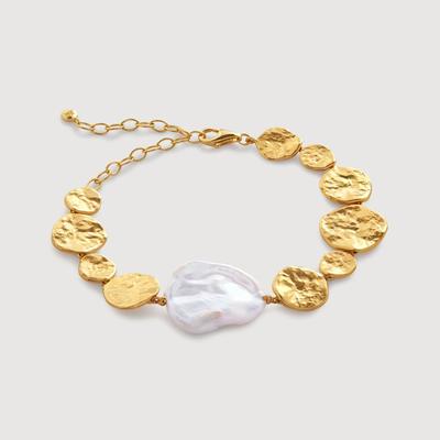 Gold Capri Keshi Pearl Disc Bracelet Pearl