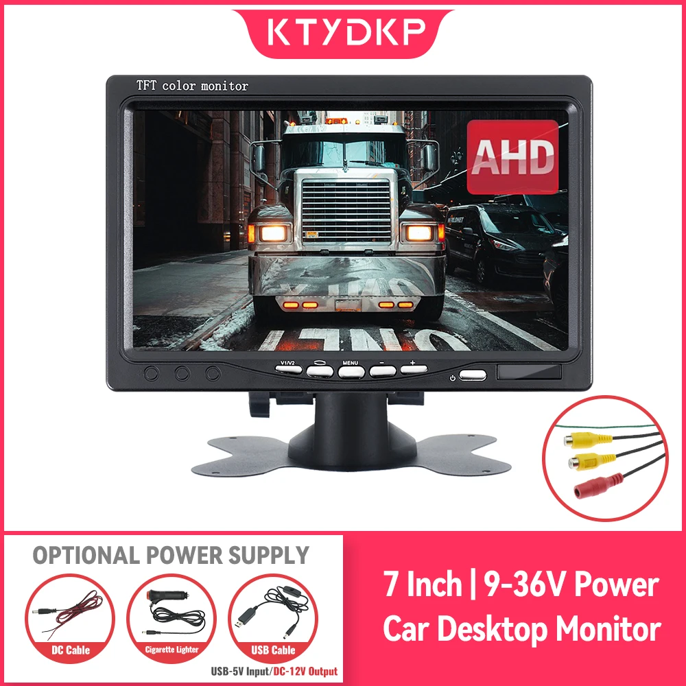 KTYDKP Auto-AHD-Monitor mit Bildschirm für Fahrzeug-Rückfahrkamera, Parkplatz, Backup, Reverse 4,3/5/7 Zoll TFT-LCD-Display Image