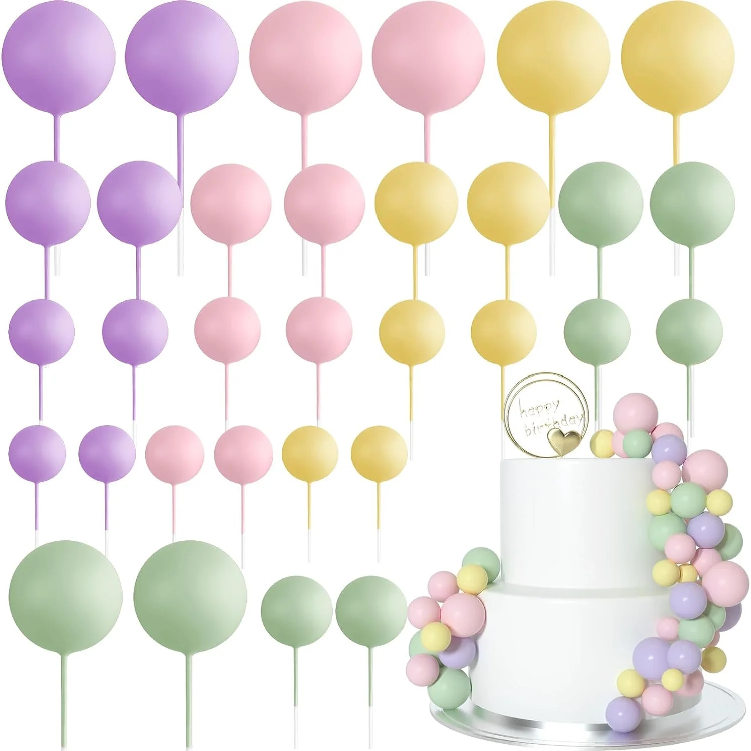 Bunte Schaumstoffbälle Kuchendeckel DIY Einsatz Kuchendekoration für Babyparty Geburtstagsfeier Kuchendekoration Image