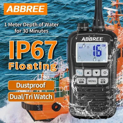 ABBREE AR-25M Marine Radio Transceiver Walkie Talkie IP67 Waterproof VHF Handheld Float Vessel Talk NOAA Two Way Radio for Boat