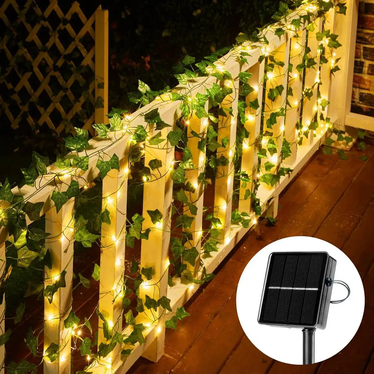 1pc 12m LED Solar künstliche Efeu Schnur Licht Garten Straße Girlande im Freien wasserdichte Lichterketten für Party Hochzeit Dekor