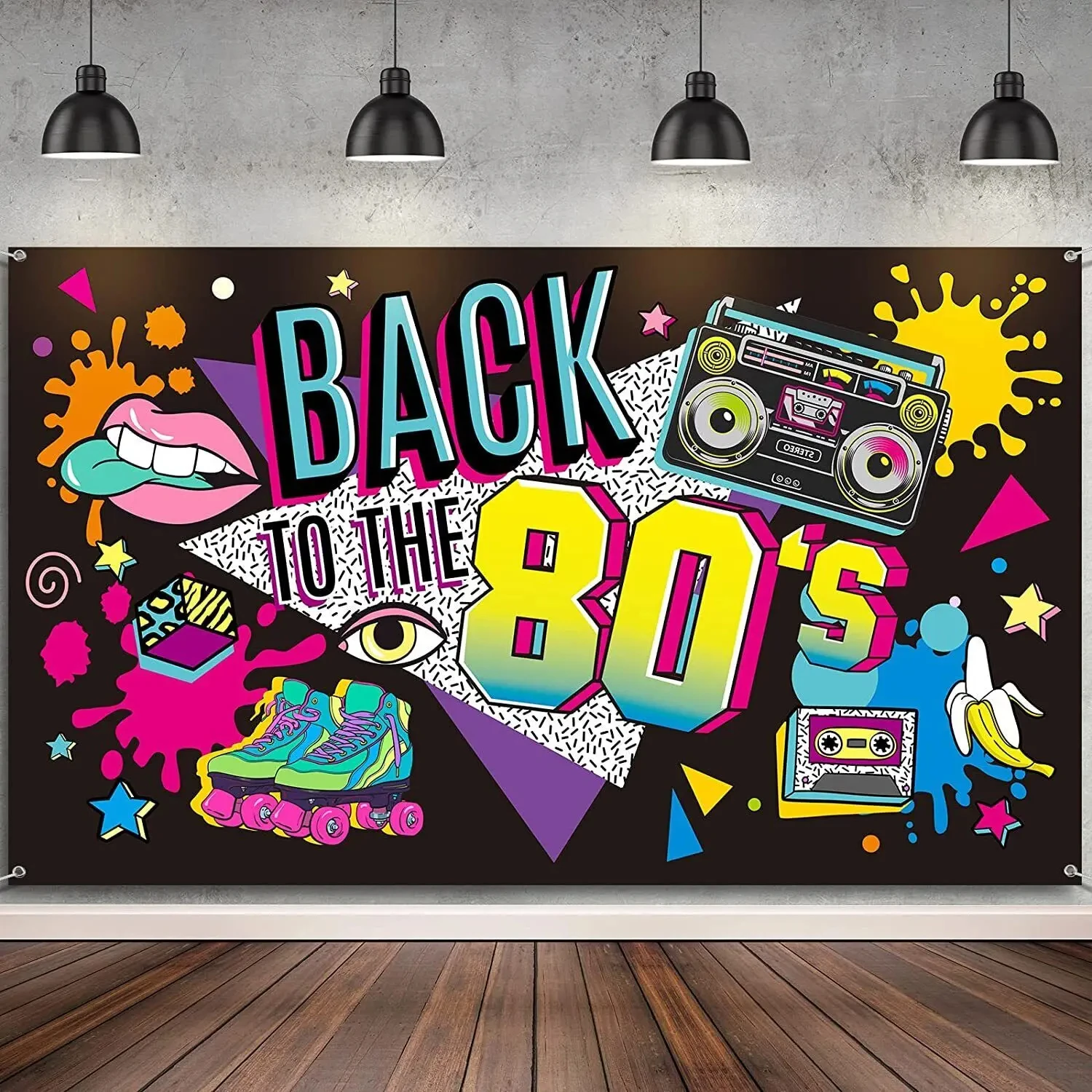 Zurück bis 80er Jahre Hintergrund Graffiti Hip Pop Party Disco Musik Fotohintergrund Banner Graffiti Zurück in den 80er Party Dekorationen Image