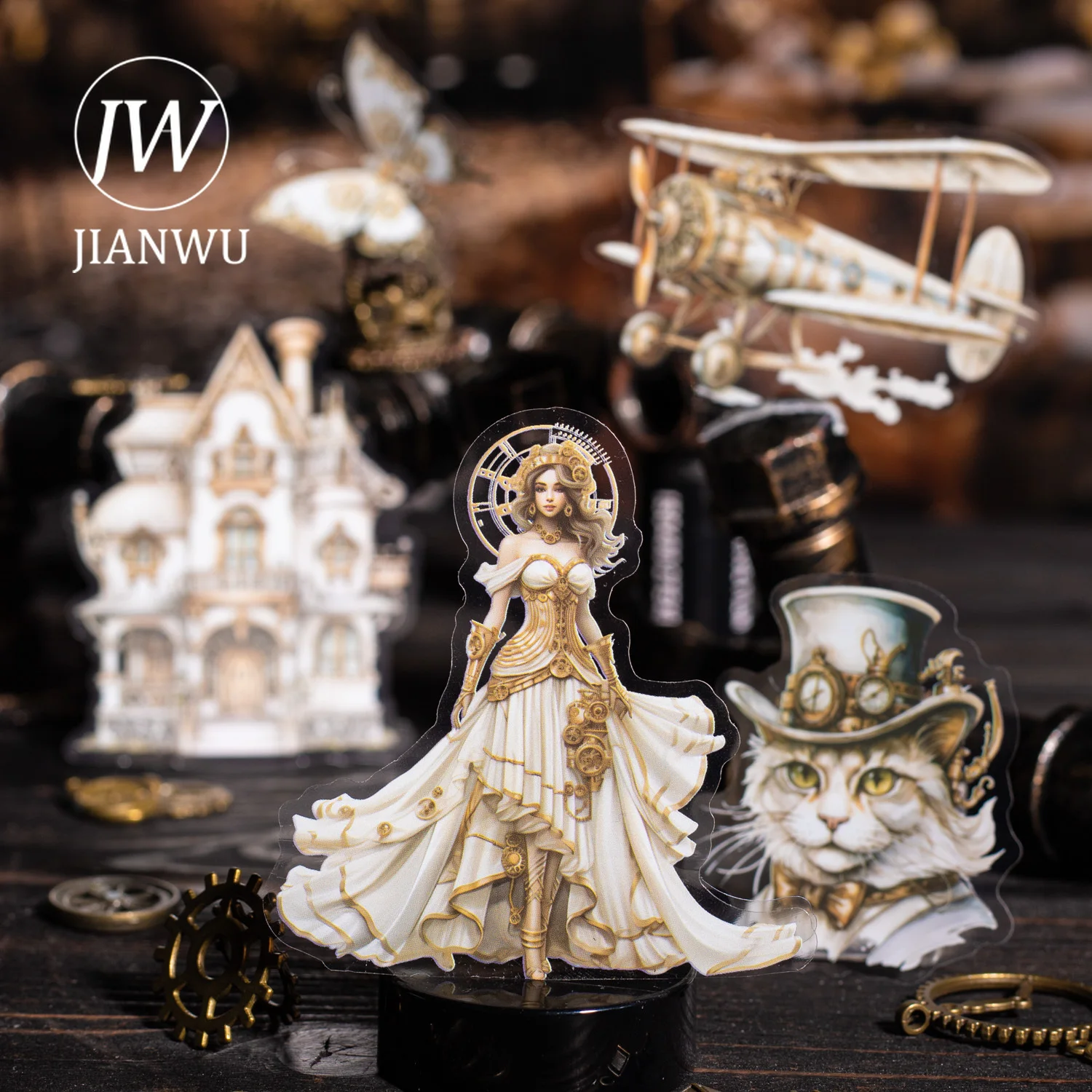 JIANWU 20 feuilles Station d'expérimentation mécanique série Vin Style Punk Materia PET autocollant créatif bricolage Journal Collage papeterie