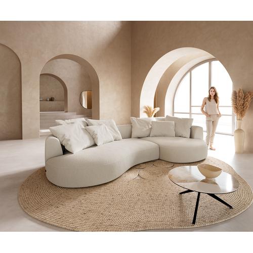 DELIFE Sofa Edina 330x170 cm Bouclé Creme-Weiß, Big Sofas