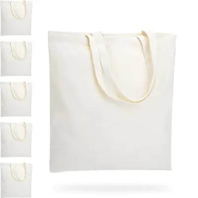 6-Pack Canvas Tote Bags, Sustainable, Reusable Grocery Bags Perfect for DIY Gift Ideas and Heat