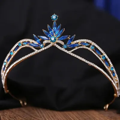 DIEZI Luxury 6 Colors Blue Crystal Flower Tiara Crown For Women Girls Wedding Party Elegant Bridal