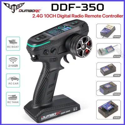 DUMBORC DDF-350 10CH 2.4G Transmitter Remote Controller HD Screen 4/6/10 Channel Gyro Receiver for