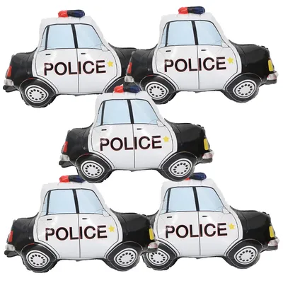 Police Car Foil Balloons 5pcs Police Car Theme Ballons Kids' Boys 3th 4th 5th 6th 7th 8th 10th 12th