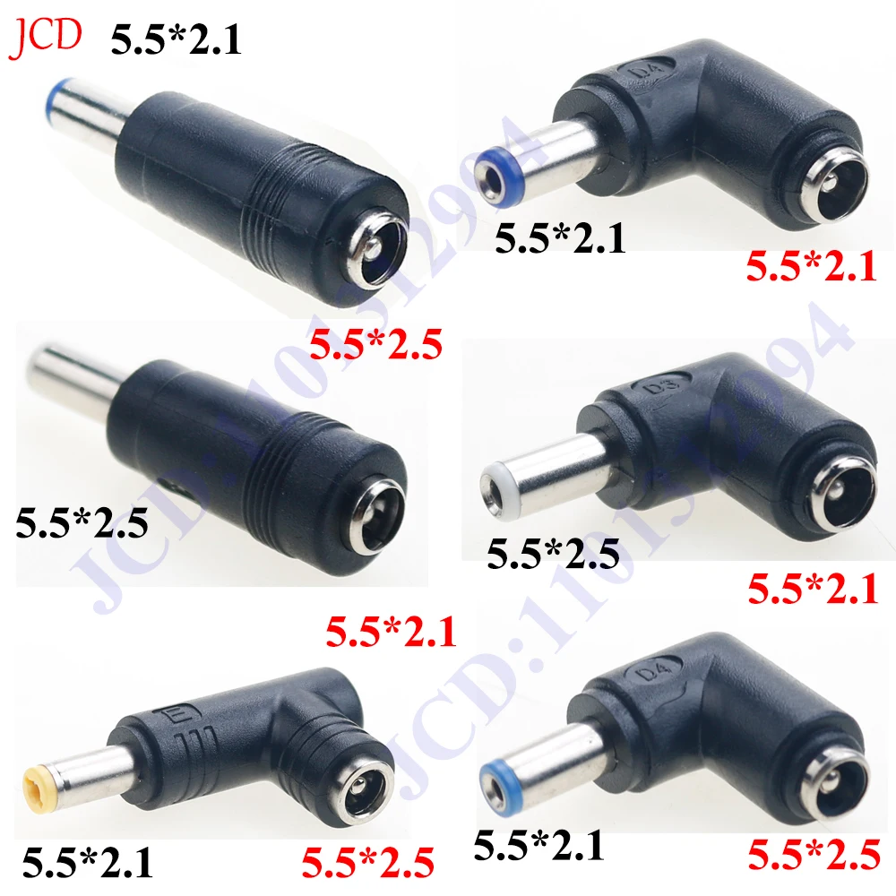 1 stück Stecker Für Dc Power Adapter Stecker Stecker Umwandlung Kopf Jack Buchse 5,5*2,5/2,1mm Drehen Zu Stecker 5,5*2,1/2,5mm Image